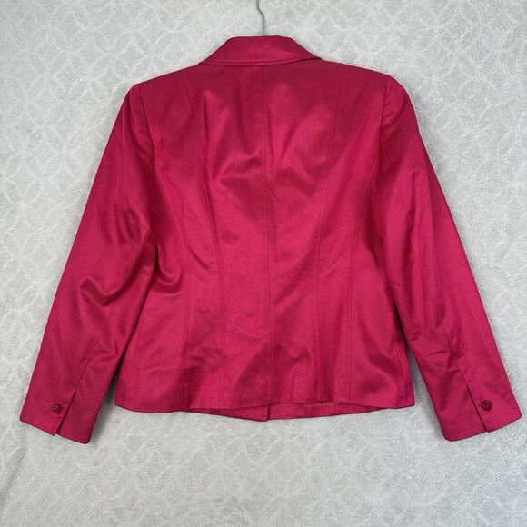 Vtg Talbots Silk Blend Blazer Women 4P Hot Pink Gem Button Career Old Money Chic - Picture 5 of 16